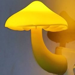 led light sensor night light mushroom plug in wall lamp for bedroom and bathroom