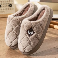 fur slippers men home eva platform cushion warm soft indoor living room shoes