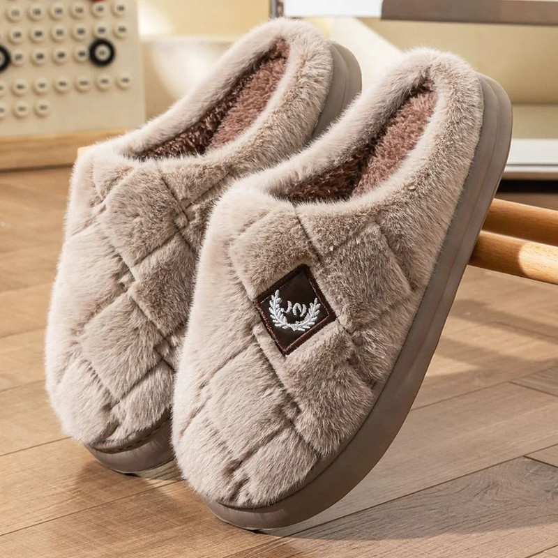 Fur Slippers Men Home EVA Platform Cushion Warm Soft Indoor Living Room Shoes 0