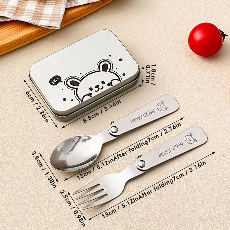 Outdoor Foldable Cutlery Set 3 Piece Stainless Steel With Storage Box 9