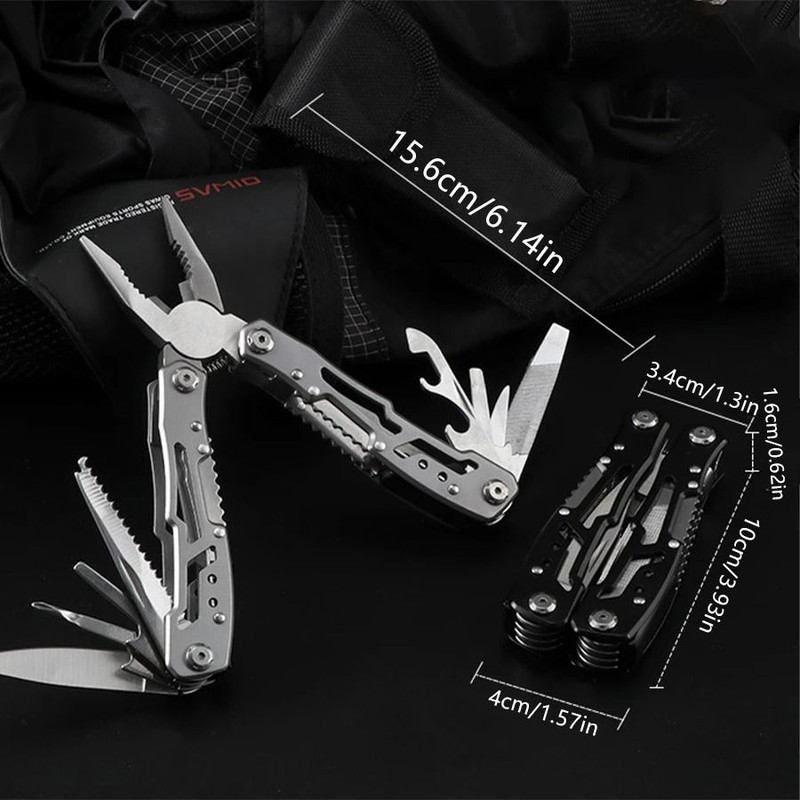Outdoor Camping Multitool Stainless Steel Folding Knife Pliers Survival Gear 1