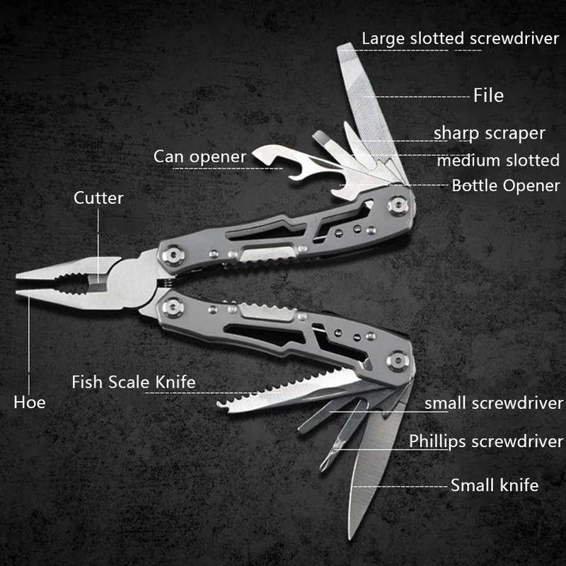 Outdoor Camping Multitool Stainless Steel Folding Knife Pliers Survival Gear 2