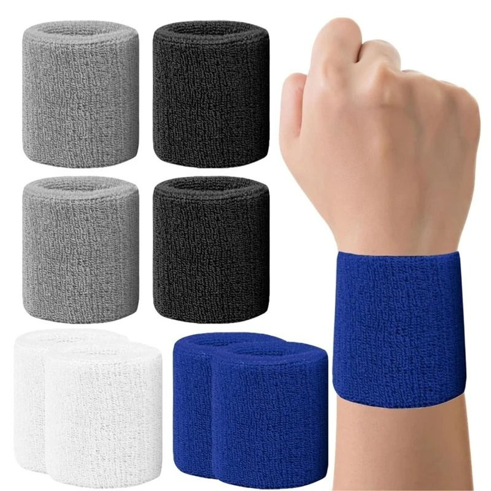 Breathable Cotton Wrist Sweatbands Set For Tennis Football Basketball Running Gym 0