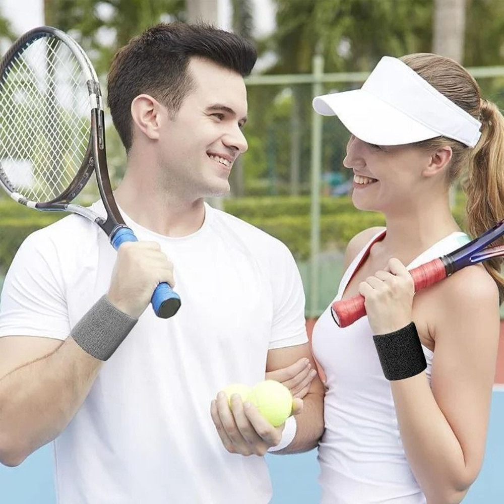 Breathable Cotton Wrist Sweatbands Set For Tennis Football Basketball Running Gym 1