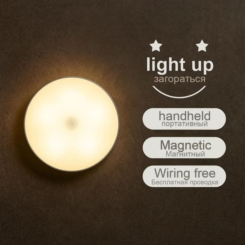 USB Rechargeable LED Night Light Motion Sensor Magnetic Wireless Lamp 1