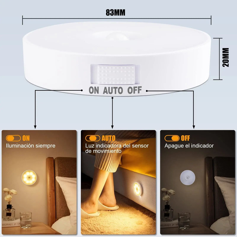 USB Rechargeable LED Night Light Motion Sensor Magnetic Wireless Lamp 5
