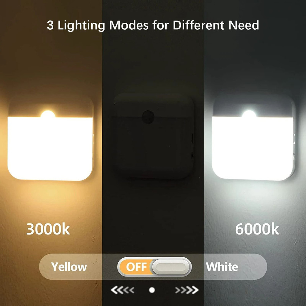 USB Rechargeable LED Night Light Motion Sensor Wall Lamp 3