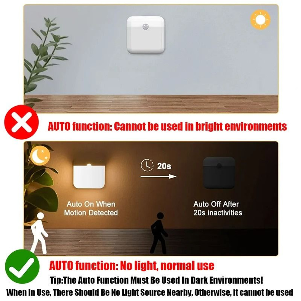 USB Rechargeable LED Night Light Motion Sensor Wall Lamp 5