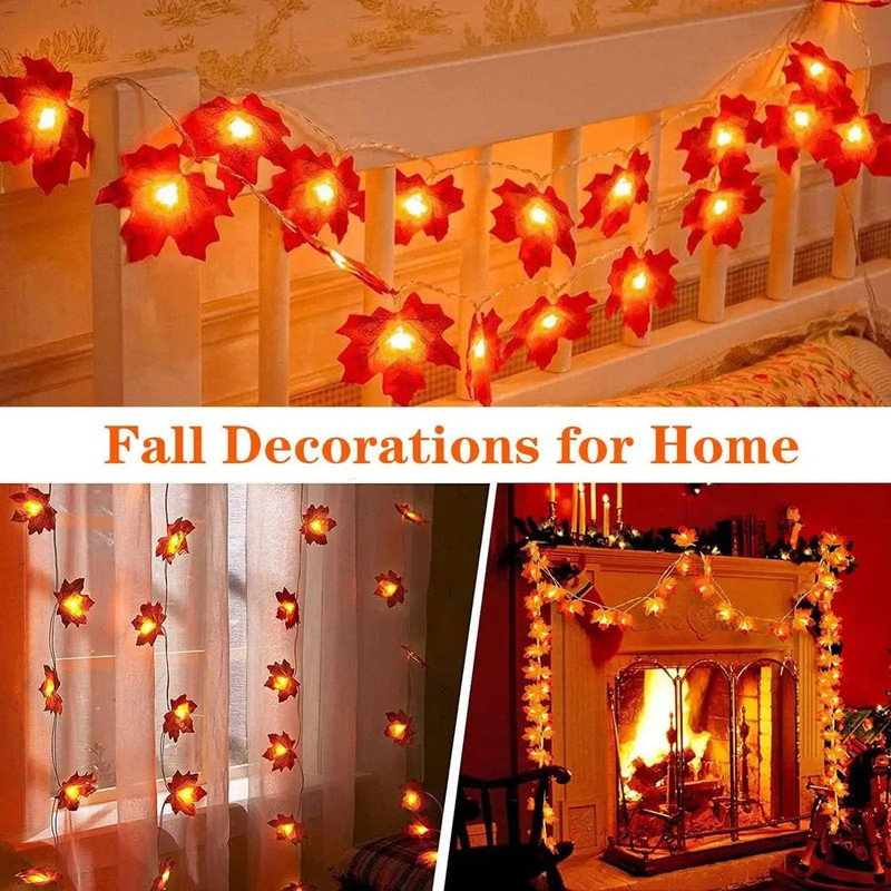 LED Maple Leaf String Lights Battery Powered Fairy Lights 5