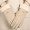 Comfortable Beige Touchscreen Gloves With Plush Lining 3