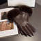 Women PU Leather Gloves For Cold Weather With Faux Fur Trim 0