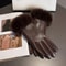 Women PU Leather Gloves For Cold Weather With Faux Fur Trim 0