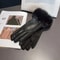 Women PU Leather Gloves For Cold Weather With Faux Fur Trim 8