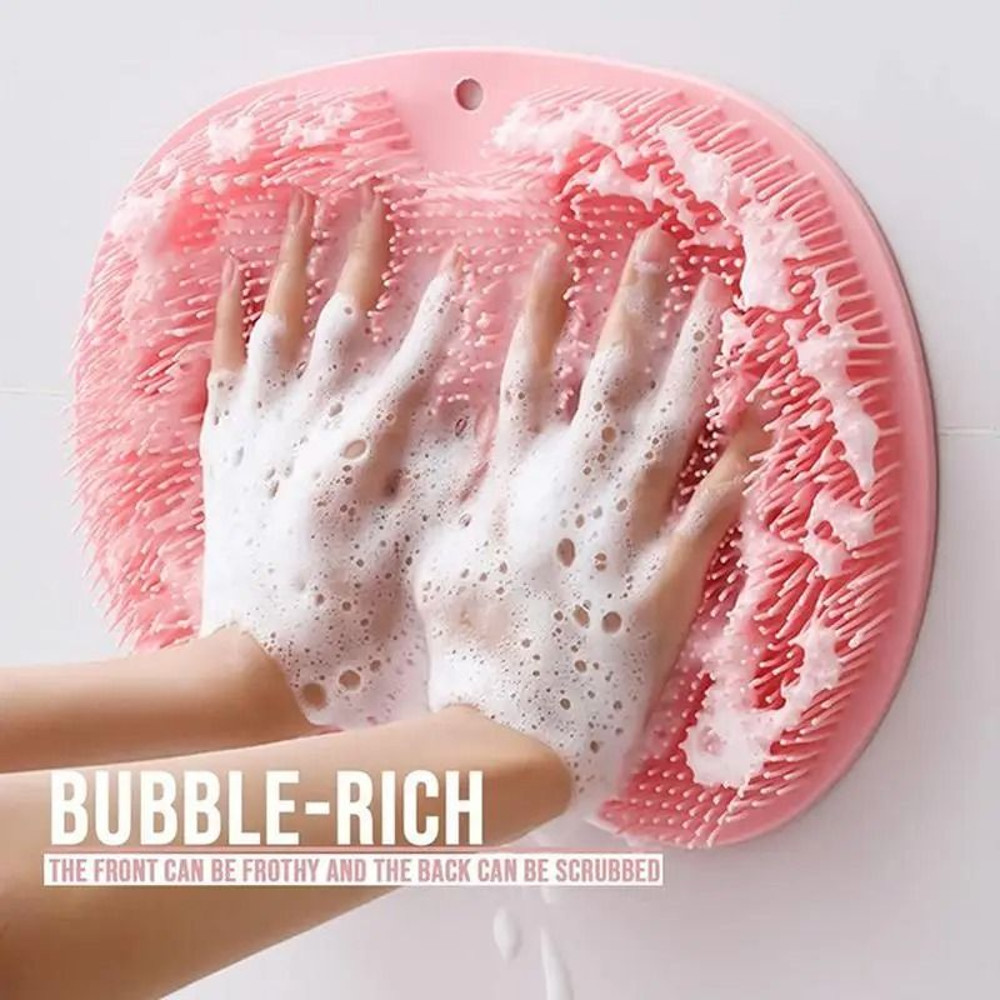 Silicone Shower WallMounted Foot Back Massage Scrubber Pad 1