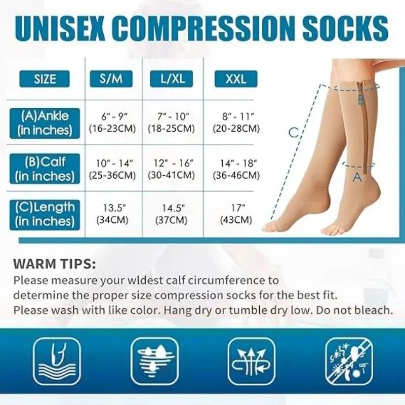 Zipper Compression Socks For Men And Women Knee High Anti Fatigue Stretch Socks For Sports Running 1