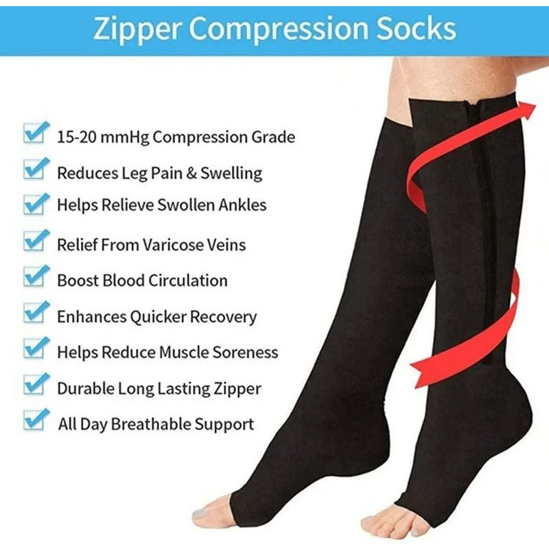 Zipper Compression Socks For Men And Women Knee High Anti Fatigue Stretch Socks For Sports Running 3