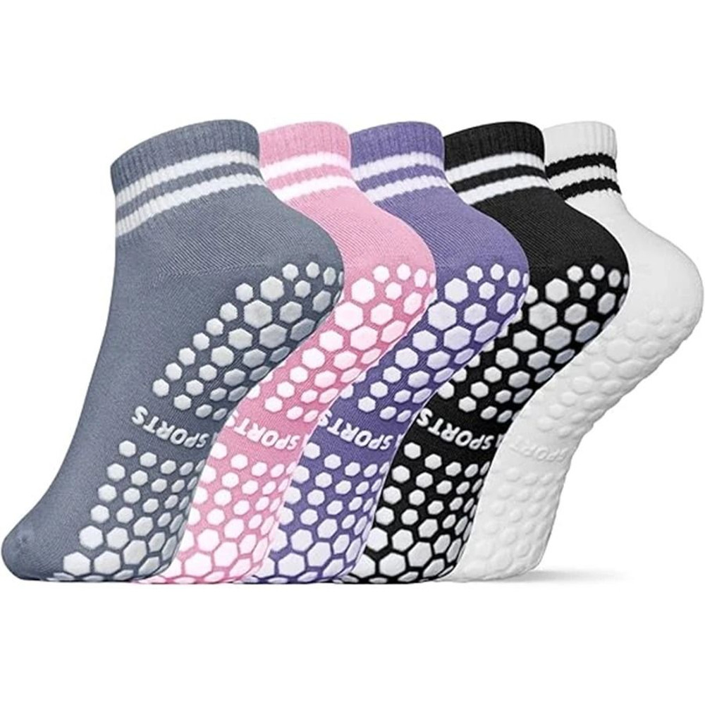 Grip Socks For Women Non Slip Pilates Yoga Socks With Double Stripes 0