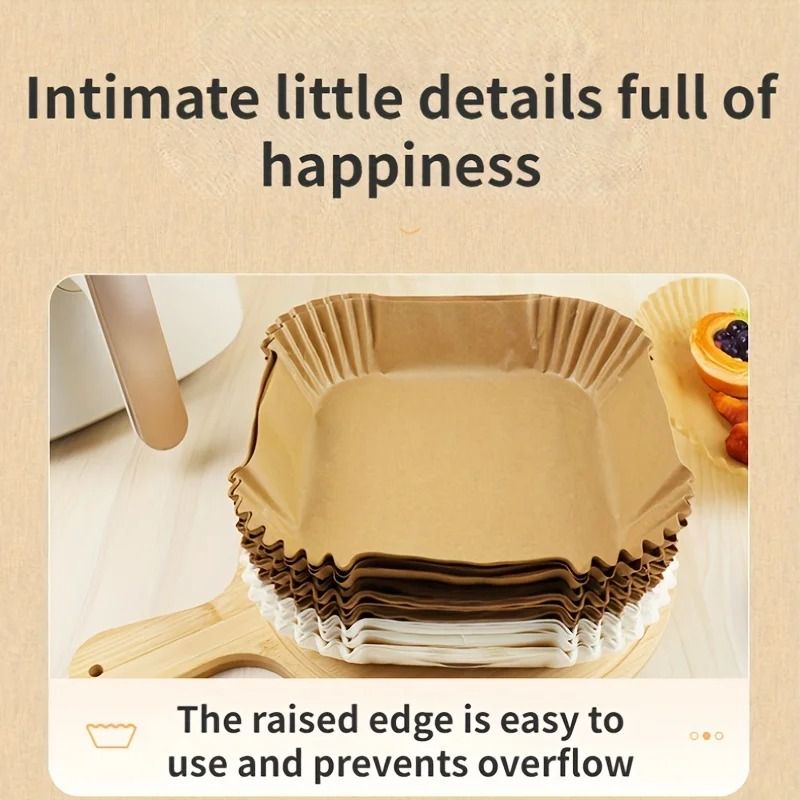 Air Fryer Paper Liners Disposable Oil Proof Waterproof Baking Paper Sheets 2