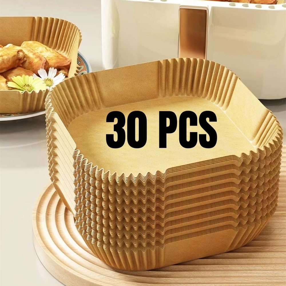 Air Fryer Paper Liners Disposable Oil Proof Waterproof Baking Paper Sheets 6