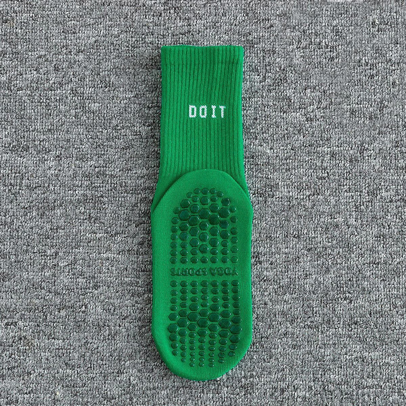 Cotton Breathable Mid Calf Yoga Socks Solid Color Striped Anti Slip Sports Socks 9
