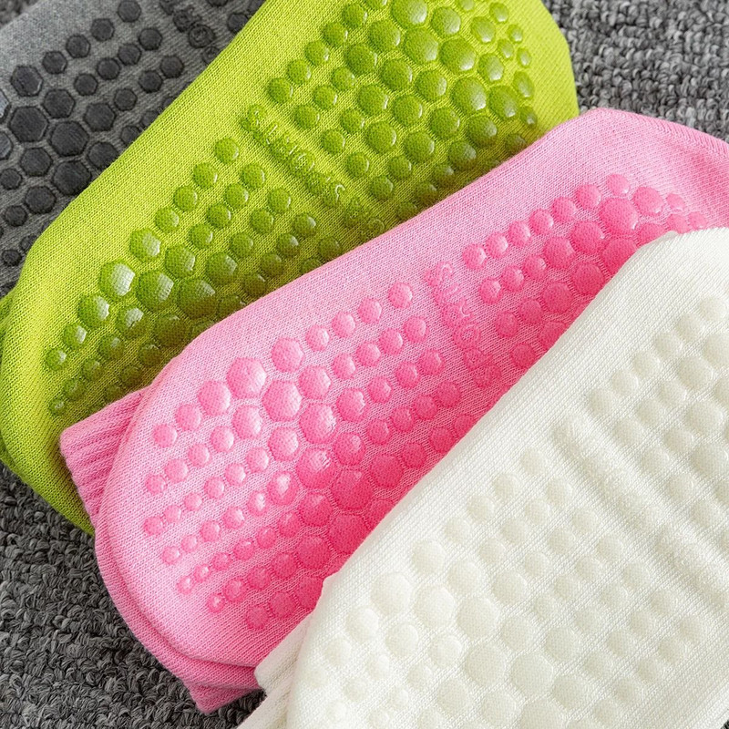 Cotton Breathable Mid Calf Yoga Socks Solid Color Striped Anti Slip Sports Socks 1