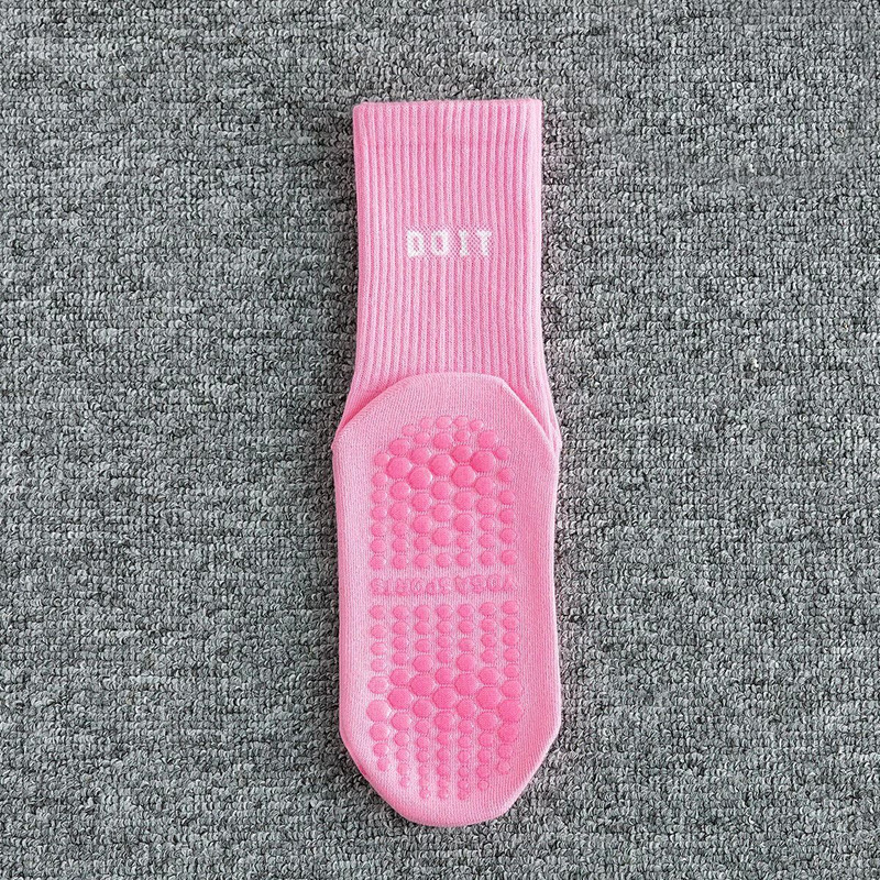 Cotton Breathable Mid Calf Yoga Socks Solid Color Striped Anti Slip Sports Socks 6