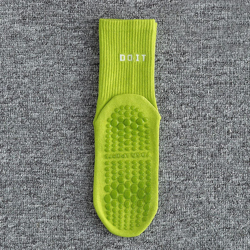 Cotton Breathable Mid Calf Yoga Socks Solid Color Striped Anti Slip Sports Socks 8