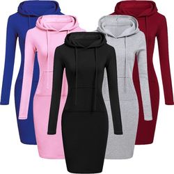 ladies dress autumn women hooded dress hoodie sweatshirt tops