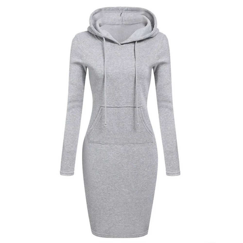 Ladies Dress Autumn Women Hooded Dress Hoodie Sweatshirt Tops 9