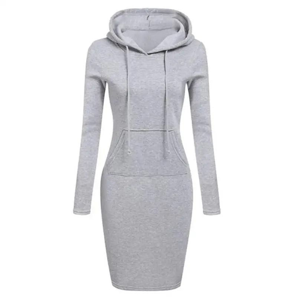 Ladies Dress Autumn Women Hooded Dress Hoodie Sweatshirt Tops 3