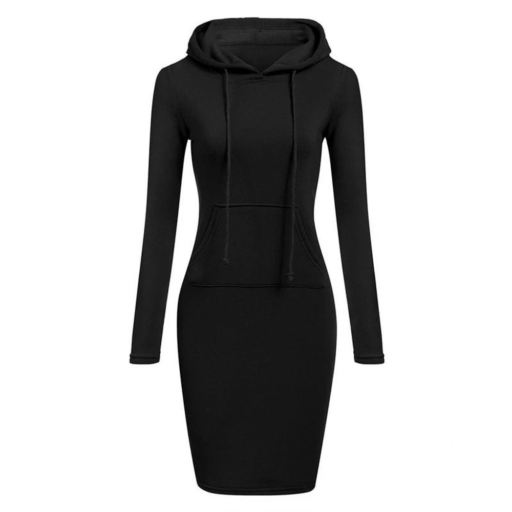 Ladies Dress Autumn Women Hooded Dress Hoodie Sweatshirt Tops 4