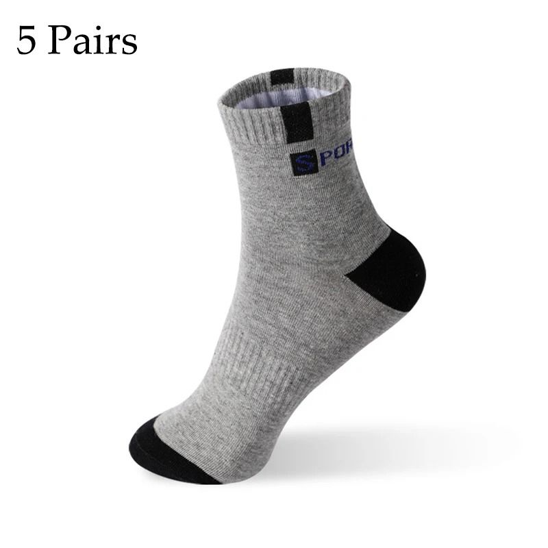 Cotton Sport Socks For Men Breathable Soft High Elastic Mid Tube 5 Pairs 9