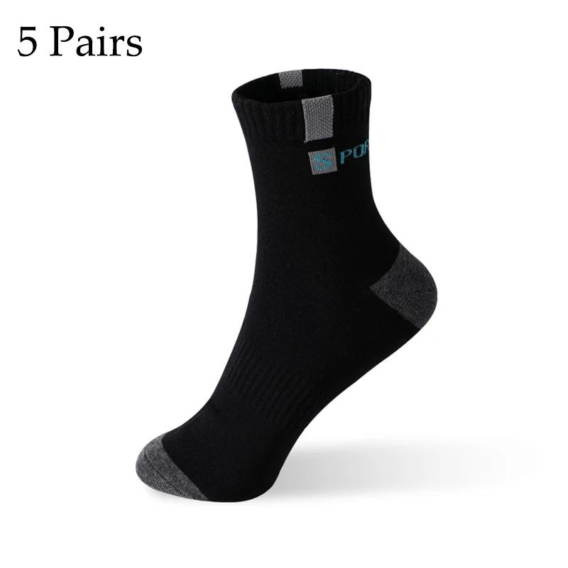 Cotton Sport Socks For Men Breathable Soft High Elastic Mid Tube 5 Pairs 6