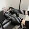Winter Knit Fingerless Elbow Gloves Unisex HipHop Stripe Arm Warmers 1