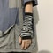 Winter Knit Fingerless Elbow Gloves Unisex HipHop Stripe Arm Warmers 3