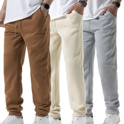 mens autumn winter fleece sweatpants baggy joggers elastic waist
