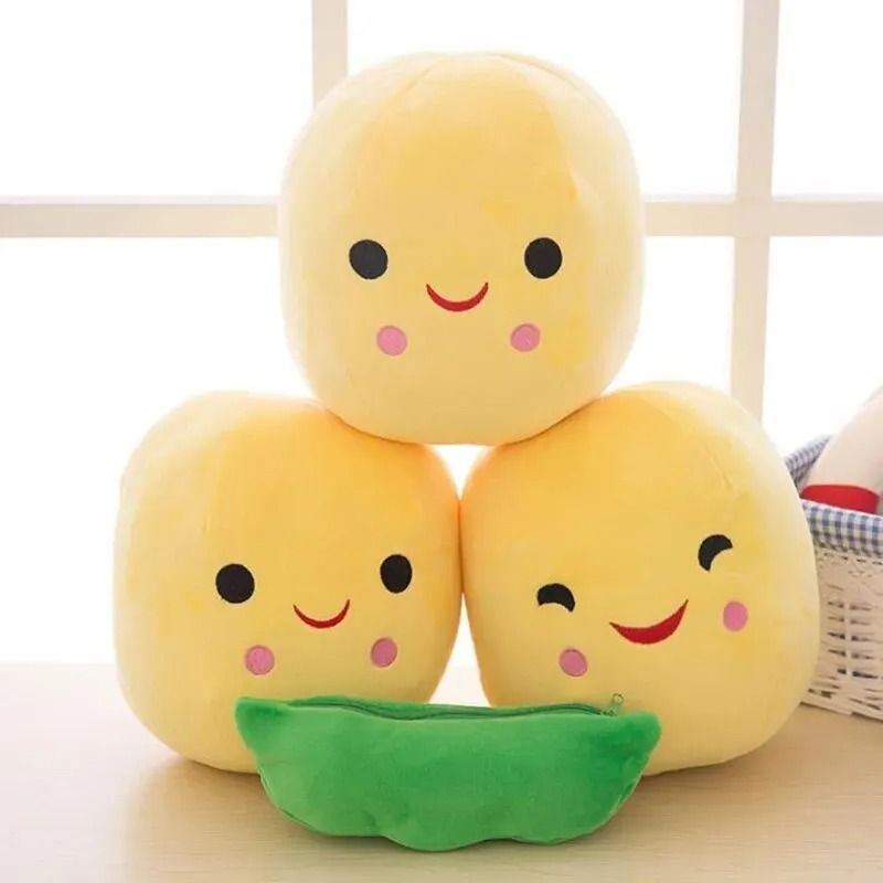 Plush Pea Pod Toy For Kids 25cm Soft Plant Pillow Gift 1