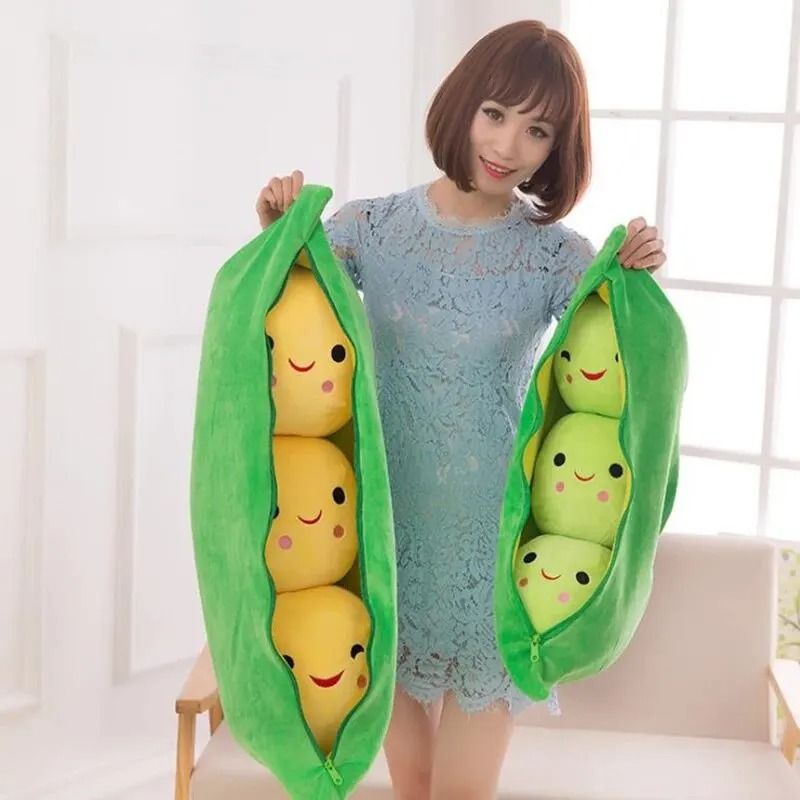 Plush Pea Pod Toy For Kids 25cm Soft Plant Pillow Gift 2
