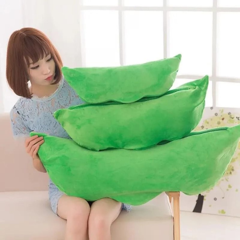 Plush Pea Pod Toy For Kids 25cm Soft Plant Pillow Gift 3
