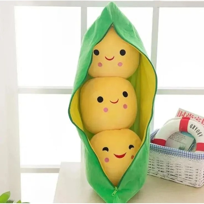 Plush Pea Pod Toy For Kids 25cm Soft Plant Pillow Gift 7