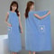 Women Wearable Bath Towel Wrap Absorbent Polyester Bathrobe 4