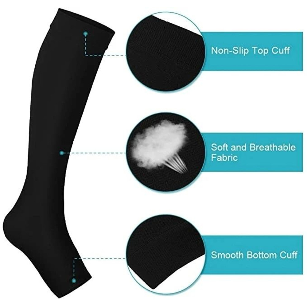 Medical Calf Compression Stockings Knee High Open Toe Pressure Socks 1