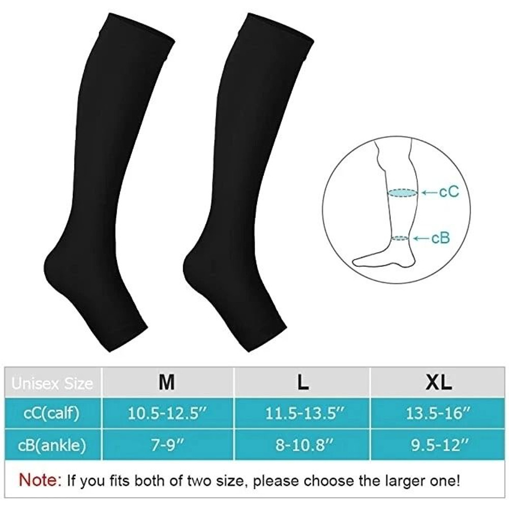 Medical Calf Compression Stockings Knee High Open Toe Pressure Socks 5