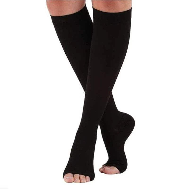 Medical Calf Compression Stockings Knee High Open Toe Pressure Socks 7