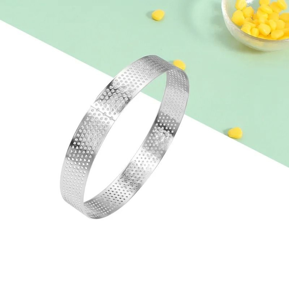 Stainless Steel Mousse Cake Mold Heat Resistant Perforated Round Tart Ring 3