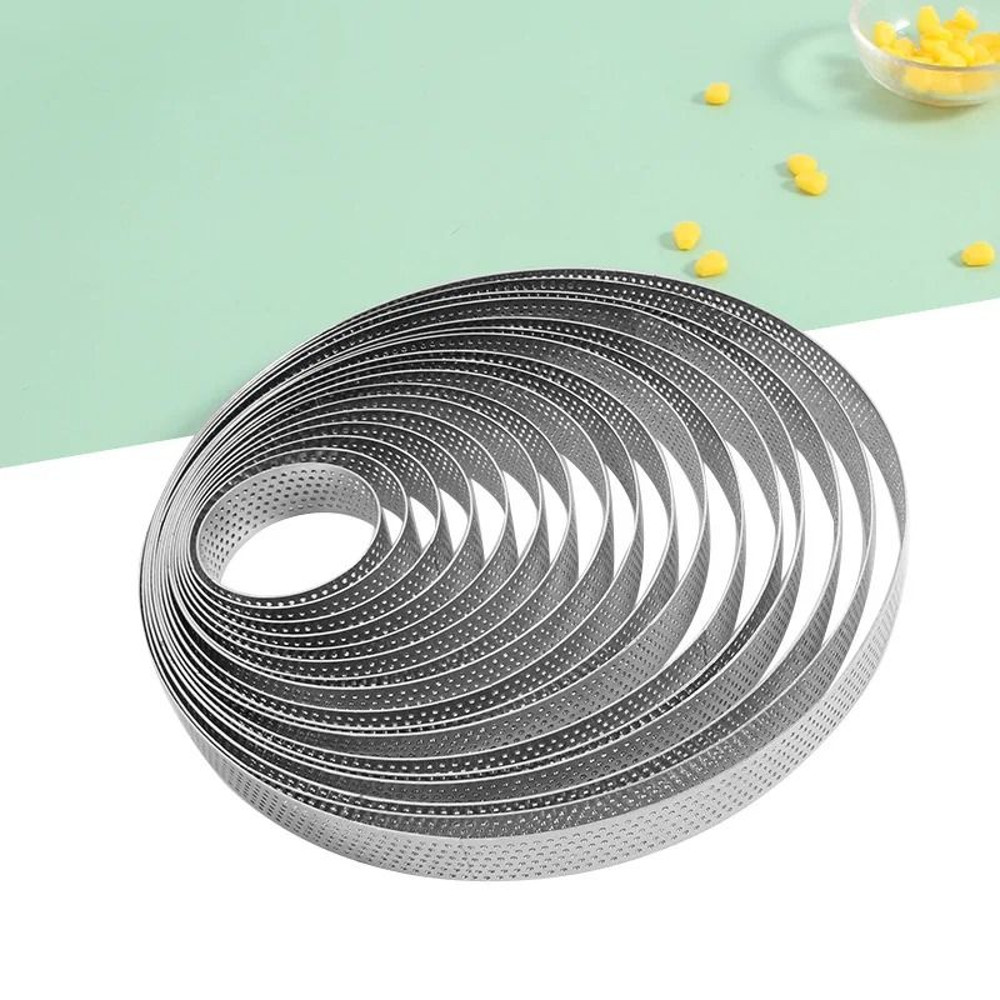 Stainless Steel Mousse Cake Mold Heat Resistant Perforated Round Tart Ring 5