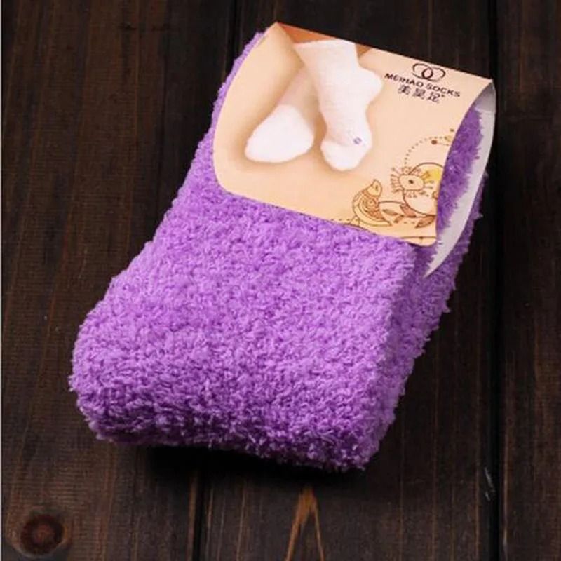 Women Fluffy Coral Fleece Bed Socks 9