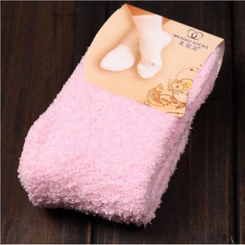 Women Fluffy Coral Fleece Bed Socks 11