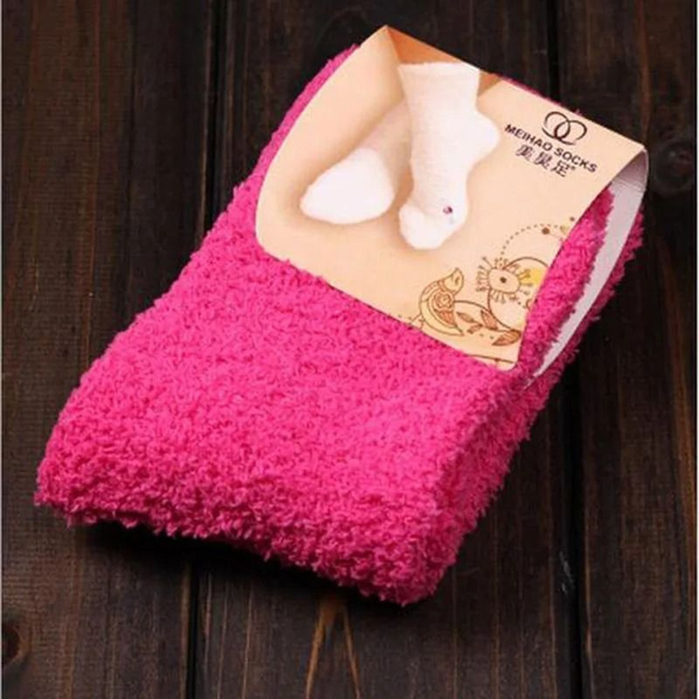 Women Fluffy Coral Fleece Bed Socks 14