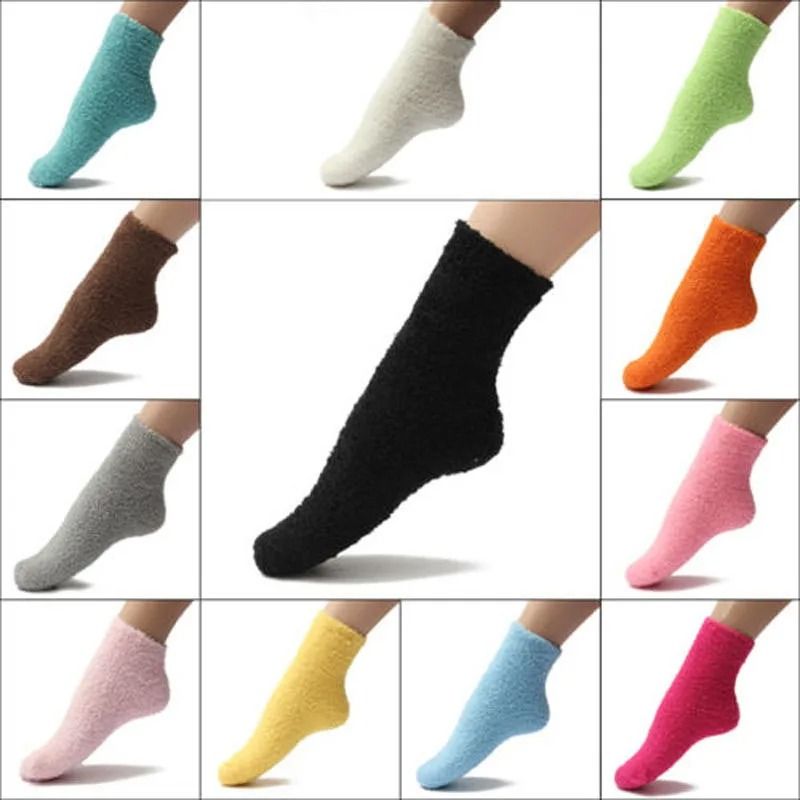 Women Fluffy Coral Fleece Bed Socks 1